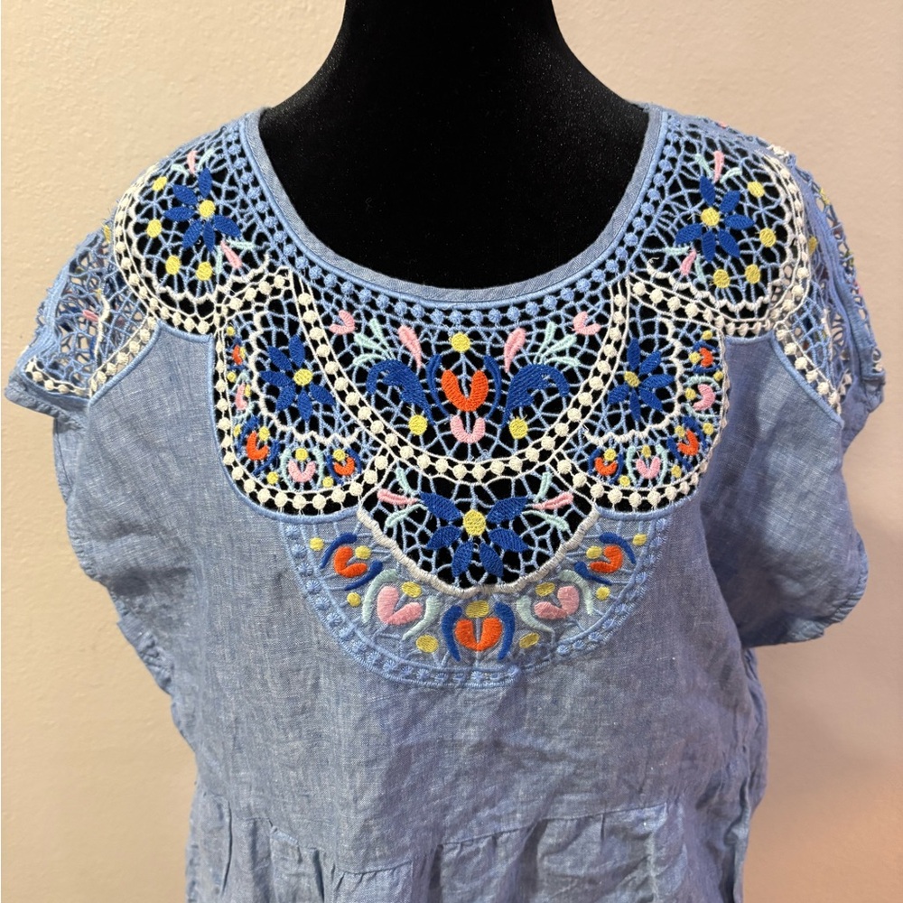 Boden Blue Embroidered Dress with Pockets - Picture 2 of 6